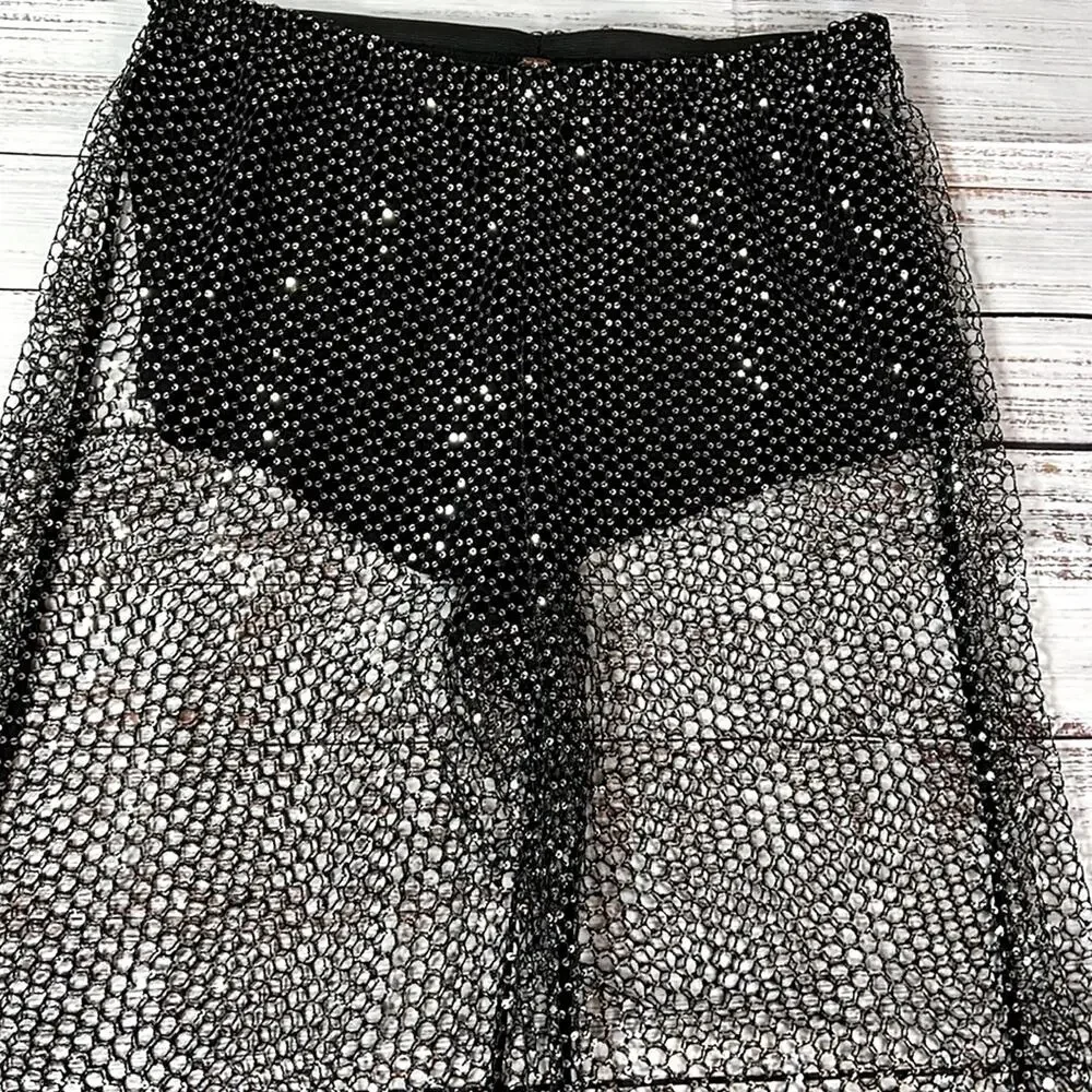 NEW! Free People Lights Up Mesh Wide-Leg Pants size Large